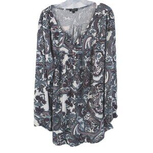 A Jesdani Womens Shirt Size 4X  Multicolored Blue White Floral Paisley